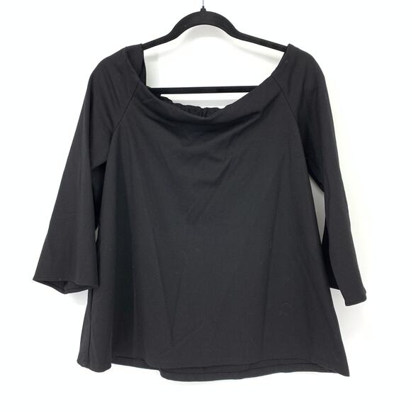 Hatch Top Women's One Size Off the Shoulder Flared Sleeve Maternity Blouse Black - Picture 1 of 6